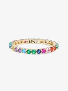 Melinda Maria Gold Rainbow Crystal Eternity Band - Multicolor Stones